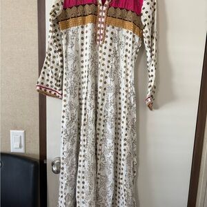 Bundle anarkali with 2 pcs cotton outfits Elegant Multicolor Long Sleeve Dress